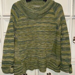 Jillian Nicole Green and Blue Striped Cowl Sweater